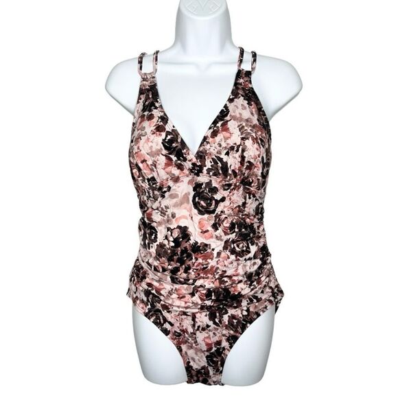 Other - Floral V Neck Strappy One Piece Swimsuit